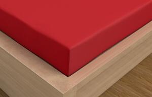 Kvalitex Luxusní Saténové prostěradlo červené Bavlna Satén, 90x200+15 cm