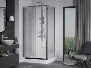 Mexen APIA, sprchový kout s posuvnými dveřmi 100 (dveře) x 80 (stěna) cm, 5mm čiré sklo, chromový profil + bílá sprchová vanička RIO, 840-100-080-01-00-4510