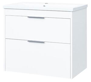 Mereo Mereo, Vigo, koupelnová skříňka s keramickým umyvadlem 81 cm, bílá, dub, CN312
