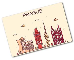 Kuchyňská deska skleněná Praha stavby mapa vlajka pl-ko-80x52-f-90039367