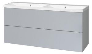 Mereo Mereo, Aira, koupelnová skříňka s umyvadlem z litého mramoru 121 cm, bílá, dub, šedá, CN733M