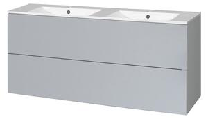 Mereo Mereo, Aira, koupelnová skříňka s keramickým umyvadlem 121 cm, bílá, dub, šedá, CN733