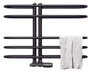 Regnis LEVEL, topné těleso 600x530mm se středovým připojením 50mm, 215W, černá matná, LEVEL530/600/D50/BLACK