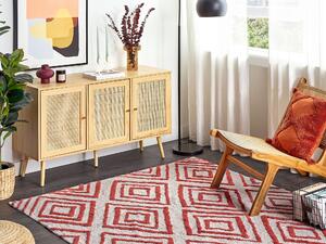 Bavlněný shaggy koberec 160 x 230 cm krémový/ červený HASKOY