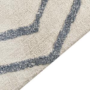 Bavlněný shaggy koberec 160 x 230 cm krémový/ modrý MENDERES