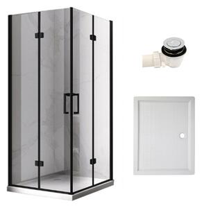 BPS-koupelny Obdélníkový sprchový kout HYD-OK12B 100x80 černý/transparent + vanička HYD-OSV-SXL03C bílá