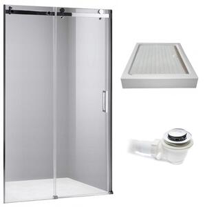 BPS-koupelny Posuvné sprchové dveře HYD-PD03D 120 chrom/transparent pro instalaci do niky + vanička HYD-OSV-SXL03E 120x80 bílá