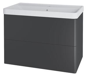 Mereo Mereo, Siena, koupelnová skříňka s keramickym umyvadlem 81 cm, bílá, antracit, černá, CN431
