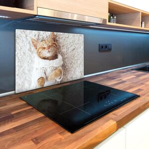 Kuchyňská deska skleněná Kočka ve svetru pl-ko-80x52-f-92307728