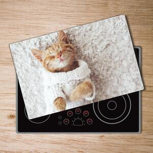 Kuchyňská deska skleněná Kočka ve svetru pl-ko-80x52-f-92307728