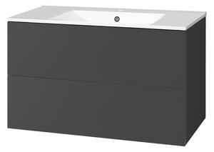 Mereo Mereo, Aira, koupelnová skříňka s keramickým umyvadlem 101 cm, bílá, dub, šedá, CN752
