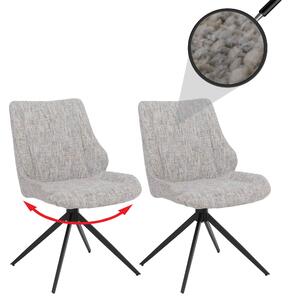 Sada dvou jídelních židlí HWC-O48, kuchyňská židle, otočná s automatickým návratem, potah: textil chenille (410 g/m²), Öko-Tex, barva: krémová