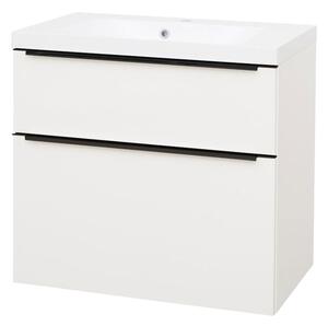 Mereo Mereo, Mailo, koupelnová skříňka s umyvadlem z litého mramoru 81 cm, bílá, dub, antracit, CN541MB