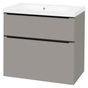 Mereo Mereo, Mailo, koupelnová skříňka s umyvadlem z litého mramoru 81 cm, bílá, dub, antracit, CN571MB