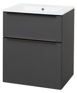 Mereo Mereo, Mailo, koupelnová skříňka s keramickým umyvadlem 61 cm, bílá, dub, antracit, CN530B