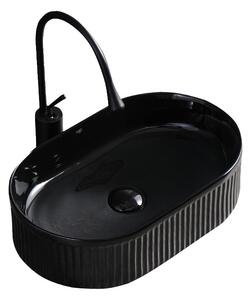 BPS-koupelny Keramické umyvadlo na desku HYD-EX-BL-490 49x31 cm, černé lesklé