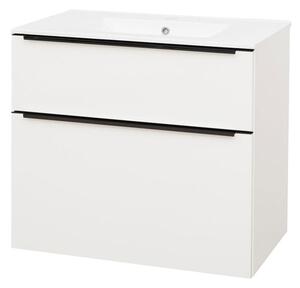 Mereo Mereo, Mailo, koupelnová skříňka s keramickým umyvadlem 81 cm, bílá, dub, antracit, CN541B