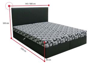 Manželská postel TOM včetně matrace, 140x200, Dolaro 8 černý/Siena šedý