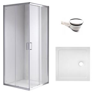 BPS-koupelny Čtvercový sprchový kout HYD-SK93C 100x100 chrom/transparent + vanička HYD-SSV-ST06A bílá