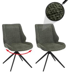 Sada dvou jídelních židlí HWC-O48, kuchyňská židle, otočná s automatickým návratem, potah: textil chenille (320 g/m²), Öko-Tex, barva: zelená