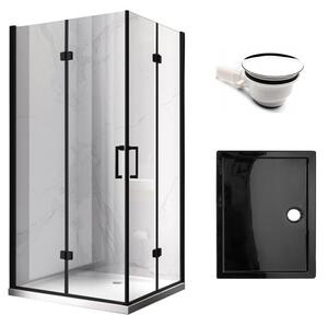 BPS-koupelny Obdélníkový sprchový kout HYD-OK13A 100x90 černý/transparent + vanička HYD-OSV-ST04A černá