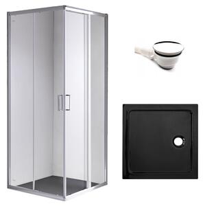 BPS-koupelny Čtvercový sprchový kout HYD-SK93C 100x100 chrom/transparent + vanička HYD-SSV-ST06A černá