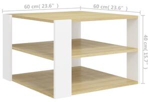 Konferenční stolek Erren - 60x60x40 cm | dub sonoma a bílý