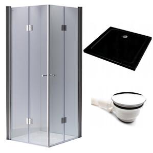 BPS-koupelny Čtvercový sprchový kout HYD-SK1290C 100x100 chrom/transparent + vanička HYD-SSV-ST06A černá