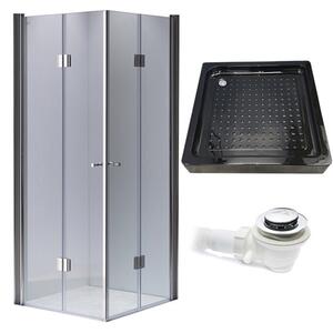 BPS-koupelny Čtvercový sprchový kout HYD-SK1290C 100x100 chrom/transparent + vanička HYD-SSV-SXL02C černá