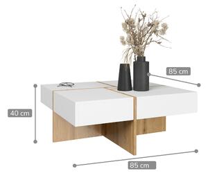 BIM Konfereční stolek DRAW, bílý mat/wotan