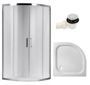 BPS-koupelny Čtvrtkruhový sprchový kout HYD-RK101A 80x80 cm chrom/transparent + vanička HYD-RSV-SXL01A bílá