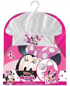 Dětská / dívčí zástěra s kuchařskou čepicí Minnie Mouse - Disney - motiv s motýlky - pro děti 3 - 8 let