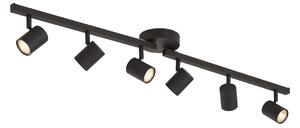 Moderní černé stropní bodové svítidlo se 6 světly GU10 50mm s podsvícením a 3-polohovým vypínačem - Back Up