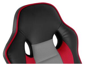 Dětská herní židle KIDDO— PU kůže, látka, černá/červená