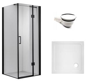 BPS-koupelny Čtvercový sprchový kout HYD-SK1390A 80x80 černá/transparent + vanička HYD-SSV-ST02A bílá