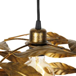 Vintage závěsná lampa starožitná zlatá 40 cm - Lípa