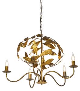 Vintage lustr starožitný zlatý 6 světel - Linden