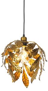 Vintage závěsná lampa starožitná zlatá 30 cm - Lípa