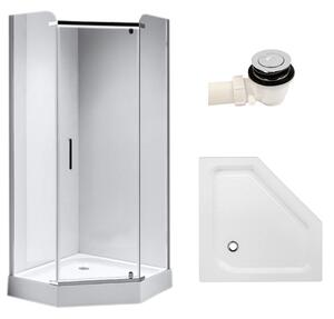 BPS-koupelny Pětiúhelníkový sprchový kout HYD-PK91B 90x90 chrom/transparent + vanička HYD-PSV-SXL07B bílá