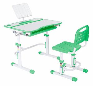 Dětský rostoucí set BENTO bílo-zelený + LED lampa + držák knih