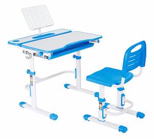 Dětský rostoucí set BENTO bílo-modrý + LED lampa + držák knih