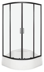 Novoterm Čtvrtkruhový sprchový kout NV-Aruba GL PS BL 80 SV, černá/transparent + vanička hluboká Klara
