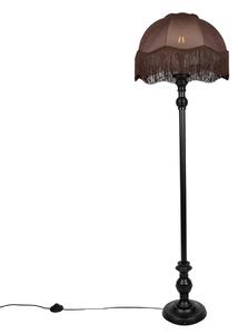 Stojací lampa černá s hnědým stínidlem a bílým vnitřkem 45 cm - Classico