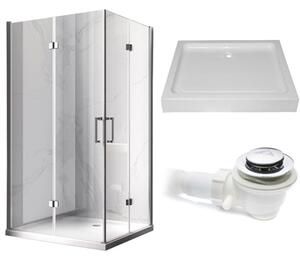 BPS-koupelny Obdélníkový sprchový kout HYD-OK12B 100x80 chrom/transparent + vanička HYD-OSV-SXL03C bílá