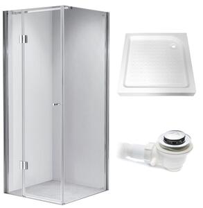 BPS-koupelny Čtvercový sprchový kout HYD-SK1390A 80x80 chrom/transparent + vanička HYD-SSV-SXL02A bílá