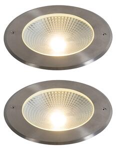 Sada 2 moderních zemních bodových svítidel ocel vč. LED 20W - Bridge