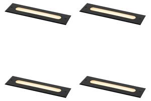 Sada 4 moderních zemních bodových světel černá 30 cm vč. LED IP65 - Eline