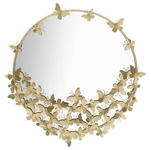 Zlaté nástěnné zrcadlo Mauro Ferretti Butterflies Round II, 91x3x94 cm