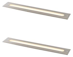 Sada 2 moderních zemních bodových svítidel ocel 50 cm vč. LED IP65 - Eline