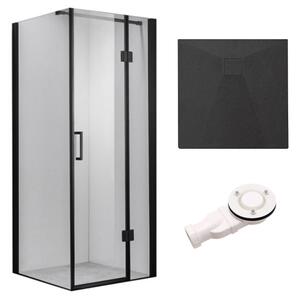 BPS-koupelny Čtvercový sprchový kout HYD-SK1390B 90x90 černý/transparent + vanička HYD-SSV-RIKO černá